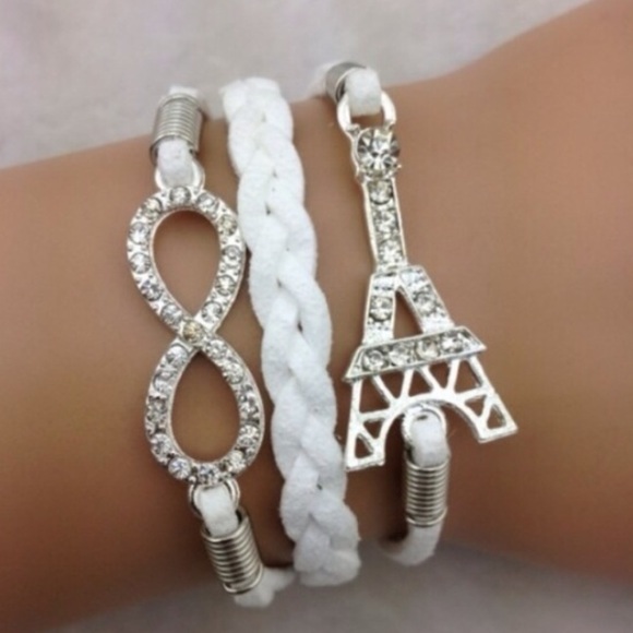 Jewelry - Sparkling Paris & Infinity White Cord Bracelet